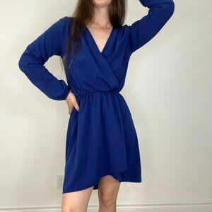 *Eclipse Blue Deep V Neck Mini Dress